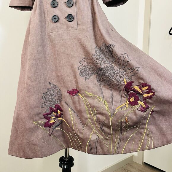 Anthropologie Long Look Coat Dress by Floreat Sz 6 Large Very Rare! As Shown - Picture 6 of 16